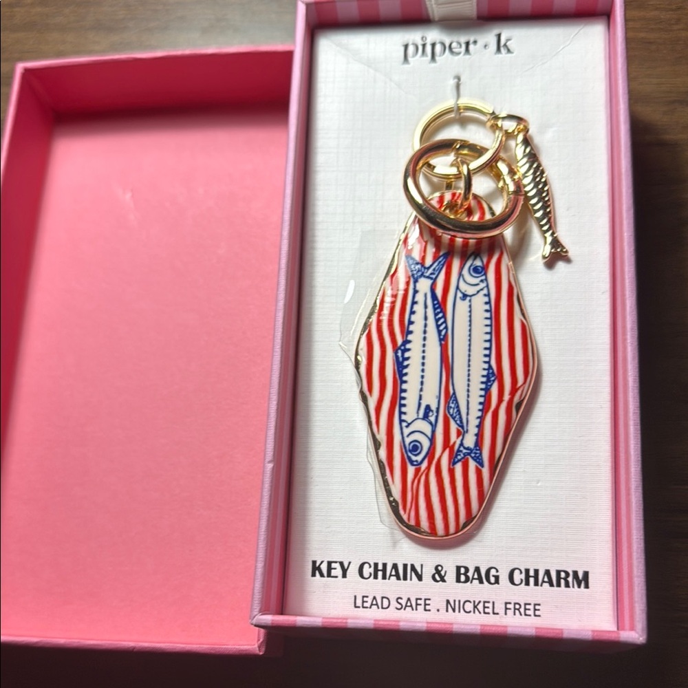Piper K Sardine Striped Print Print Keychain And Bag Charm TikTok Fam